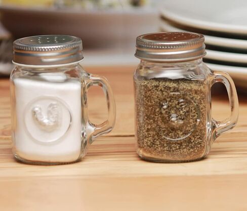 Circleware Mason Jar Rooster Mug Salt and Pepper Shakers, 5 oz, Clear in Kuwait