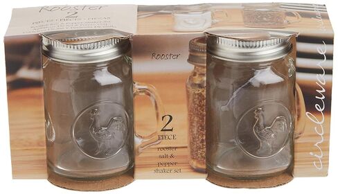 Circleware Mason Jar Rooster Mug Salt and Pepper Shakers, 5 oz, Clear in Kuwait