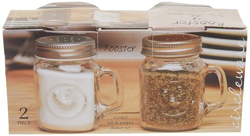 Circleware Mason Jar Rooster Mug Salt and Pepper Shakers, 5 oz, Clear in Kuwait