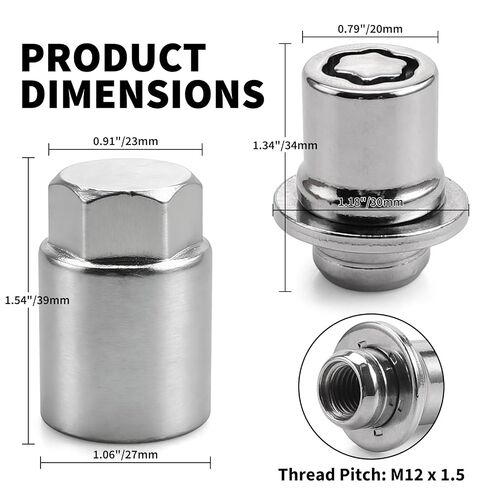 4PCS M12x1.5 Wheel Lock Lug Nuts Set w/Safety Lock Key OE# 00276-00900 | Fit for Avalon Camry Corolla Highlander Prius Sienna RAV4 and Lexus IS250 ES300 ES350 GS300 GS350, Anti-Theft Ended Lug Nuts in Kuwait
