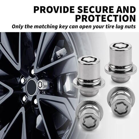 4PCS M12x1.5 Wheel Lock Lug Nuts Set w/Safety Lock Key OE# 00276-00900 | Fit for Avalon Camry Corolla Highlander Prius Sienna RAV4 and Lexus IS250 ES300 ES350 GS300 GS350, Anti-Theft Ended Lug Nuts in Kuwait