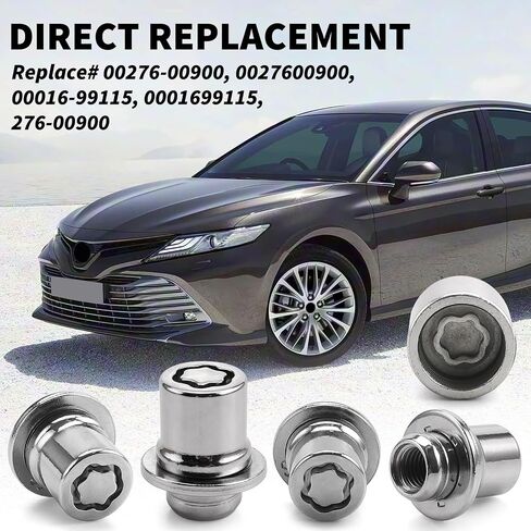 4PCS M12x1.5 Wheel Lock Lug Nuts Set w/Safety Lock Key OE# 00276-00900 | Fit for Avalon Camry Corolla Highlander Prius Sienna RAV4 and Lexus IS250 ES300 ES350 GS300 GS350, Anti-Theft Ended Lug Nuts in Kuwait