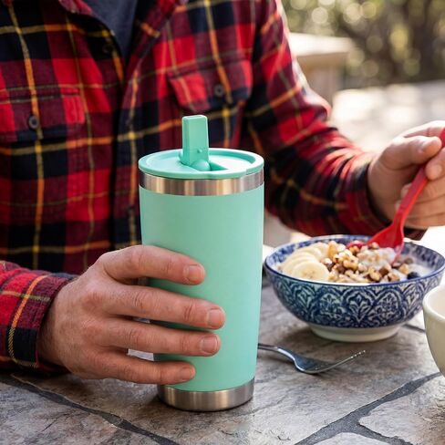 Straw Lid Compatible with YETI Rambler 20 oz Tumbler, 16 oz Pint, 24 oz Mug and 25 oz Straw Mug, Spill Proof Tumbler Top Covers with Cleaning Brush, BPA Free (Teal) in Kuwait