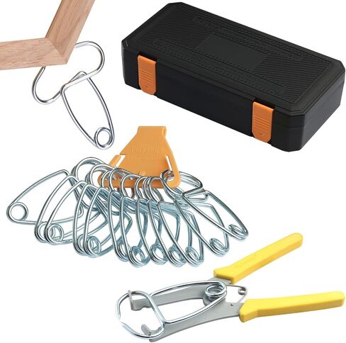 Miter Spring Clamps Standard Kit for Woodworking | Set includes 8 clamps,1 pliers,1 clamp holder for wood trim,crown molding,picture frames. Finish carpentry tools. in Kuwait