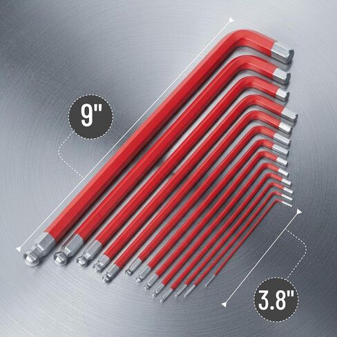 Bates- Long Allen Wrenches Sets, 13 Pack, 3.8" to 9" Length, SAE Hex Key Set (3/64" to 3/8"), Long Allen Wrench Set with Exrta Long Arm and Ball End for Precision, Mechanics, DIY, Home Repairs in Kuwait