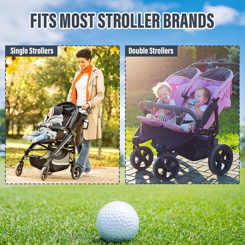 Golf Stroller Attachment - Universal Steel Golf Club Holder for Strollers,16-Club & 12-Ball Capacity with Adjustable Straps,Fits Single & Double Strollers,Ideal Golf Gift for Parents in Kuwait