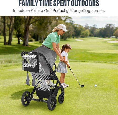 Golf Stroller Attachment - Universal Steel Golf Club Holder for Strollers,16-Club & 12-Ball Capacity with Adjustable Straps,Fits Single & Double Strollers,Ideal Golf Gift for Parents in Kuwait