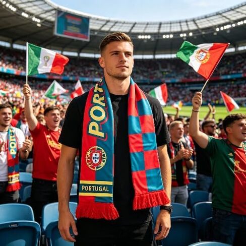 2026 World Cup Portugal Soccer Fan Scarf, Double Sided Scarf for Sport Fans in Kuwait