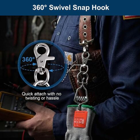 Metal Glove Clips, Heavy Duty Work Glove Holder | Strong Grip for Construction, Industrial, Tactical, Mechanics and Outdoor Use, 360° Swivel Snap Hook for Backpack in Kuwait