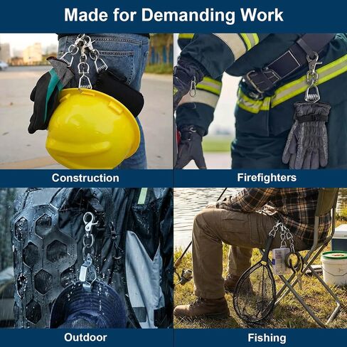 Metal Glove Clips, Heavy Duty Work Glove Holder | Strong Grip for Construction, Industrial, Tactical, Mechanics and Outdoor Use, 360° Swivel Snap Hook for Backpack in Kuwait