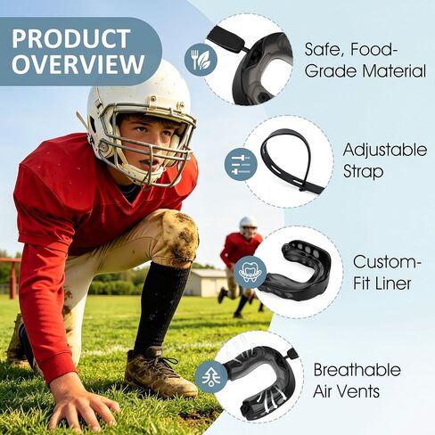 4Pack Football Mouth Guard, Soft Youth Mouth Guard, Professional Sports Mouthpiece for Boxing, Hockey, Basketball, Lacrosse in Kuwait