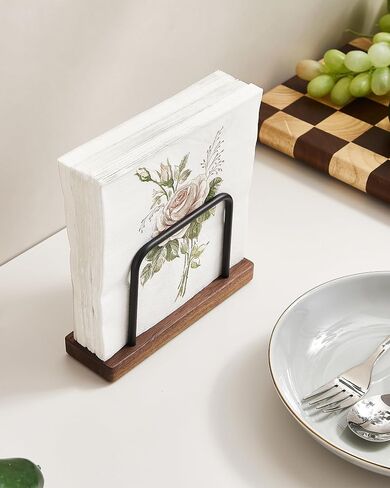 Napkin Holder for Table, Standing Napkin Dispenser for Farmhouse Cocktail Picnic Bar Rustic Wood Holders for Paper Mail Bills Suitable for All Dining Room Decors (Napkin holder) in Kuwait