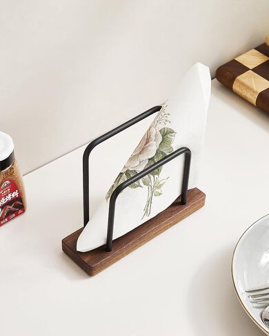 Napkin Holder for Table, Standing Napkin Dispenser for Farmhouse Cocktail Picnic Bar Rustic Wood Holders for Paper Mail Bills Suitable for All Dining Room Decors (Napkin holder) in Kuwait