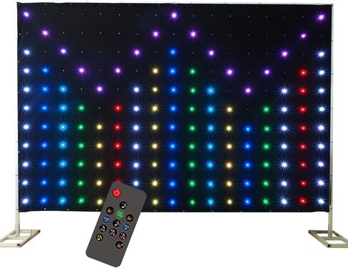 DJ Stage Light Pro 6.5x9.8ft LED حركة ثنى أضواء إيقاعية تعمل بالصوت مع جهاز تحكم عن بعد، 150+ تأثيرات حركة الموسيقى للجوال DJ Band Club الزفاف خلفية المسرح in Kuwait