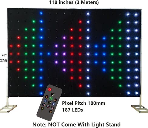 DJ Stage Light Pro 6.5x9.8ft LED حركة ثنى أضواء إيقاعية تعمل بالصوت مع جهاز تحكم عن بعد، 150+ تأثيرات حركة الموسيقى للجوال DJ Band Club الزفاف خلفية المسرح in Kuwait