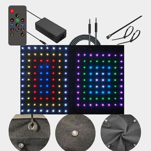DJ Stage Light Pro 6.5x9.8ft LED حركة ثنى أضواء إيقاعية تعمل بالصوت مع جهاز تحكم عن بعد، 150+ تأثيرات حركة الموسيقى للجوال DJ Band Club الزفاف خلفية المسرح in Kuwait