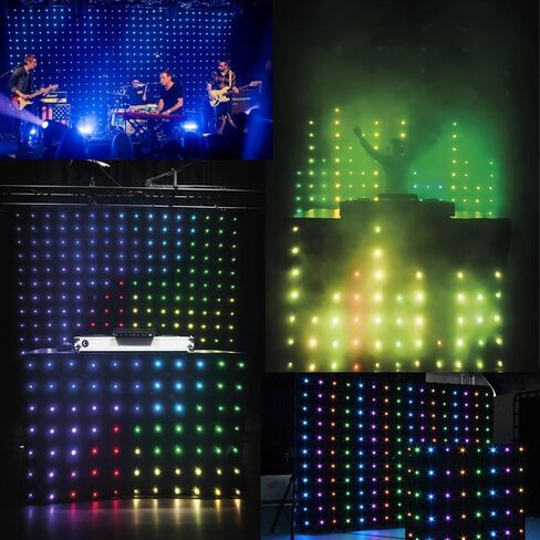 DJ Stage Light Pro 6.5x9.8ft LED حركة ثنى أضواء إيقاعية تعمل بالصوت مع جهاز تحكم عن بعد، 150+ تأثيرات حركة الموسيقى للجوال DJ Band Club الزفاف خلفية المسرح in Kuwait