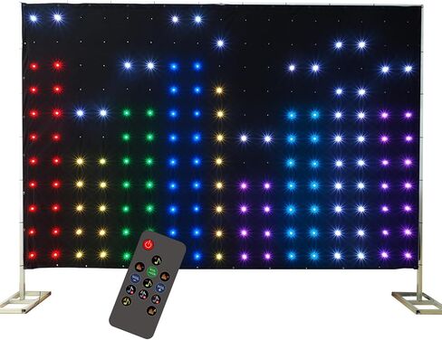 DJ Stage Light Pro 6.5x9.8ft LED حركة ثنى أضواء إيقاعية تعمل بالصوت مع جهاز تحكم عن بعد، 150+ تأثيرات حركة الموسيقى للجوال DJ Band Club الزفاف خلفية المسرح in Kuwait