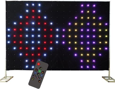 DJ Stage Light Pro 6.5x9.8ft LED حركة ثنى أضواء إيقاعية تعمل بالصوت مع جهاز تحكم عن بعد، 150+ تأثيرات حركة الموسيقى للجوال DJ Band Club الزفاف خلفية المسرح in Kuwait