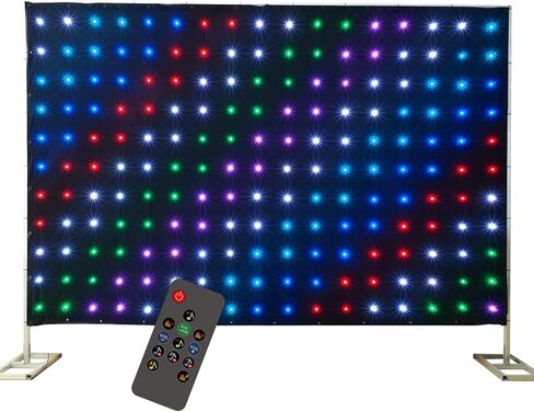 DJ Stage Light Pro 6.5x9.8ft LED حركة ثنى أضواء إيقاعية تعمل بالصوت مع جهاز تحكم عن بعد، 150+ تأثيرات حركة الموسيقى للجوال DJ Band Club الزفاف خلفية المسرح in Kuwait