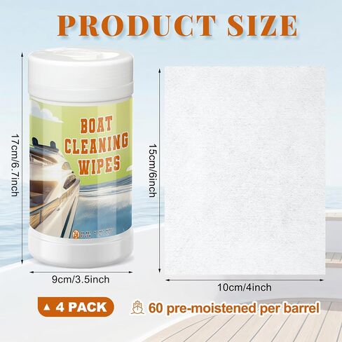 Loopeer 3 Pack Boat Cleaning Wipes with UV Protection 60 Count Each Non-Toxic Cleaner for Boat Seat Matte Finish Marine Cleaning Wipes for Vinyl Car Leather Dashboard Console Interior Exterior in Kuwait