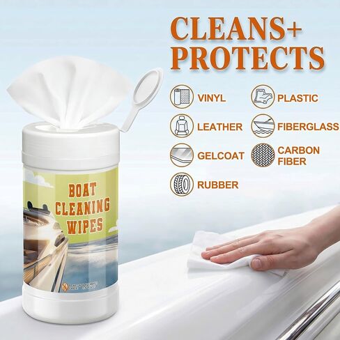 Loopeer 3 Pack Boat Cleaning Wipes with UV Protection 60 Count Each Non-Toxic Cleaner for Boat Seat Matte Finish Marine Cleaning Wipes for Vinyl Car Leather Dashboard Console Interior Exterior in Kuwait