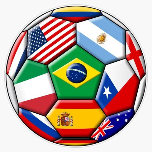 Soccer with Various Flags International Football World Cup Sports Fan Team Support Car Window 5" Vinyl Decal Bumper Sticker in Kuwait
