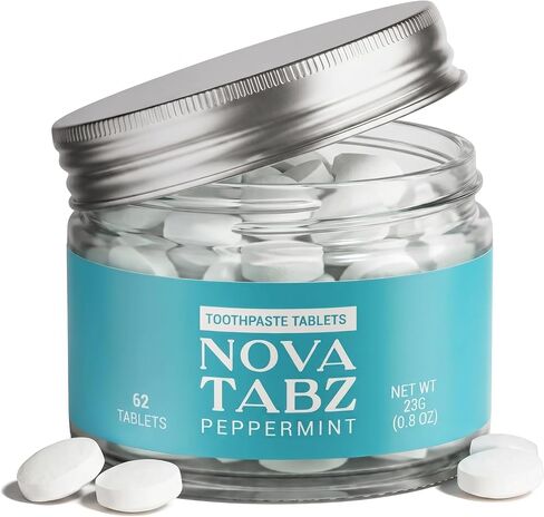 Nano-Hydroxyapatite Toothpaste Tablets, Fluoride/SLS/Plastic-Free | 62 Count, Peppermint Flavor, Enamel Care, Gentle for Sensitive Teeth, Vegan in Kuwait