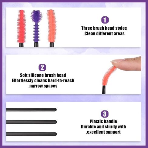 12 Pcs Silicone Nook and Cranny Brush Crevice Cleaning Brushes 3 Styles Sewing Machine Cleaning Brushes Tiny Brush for Sewing Machine, Keyboard, Small Spaces, Orange Purple Red in Kuwait