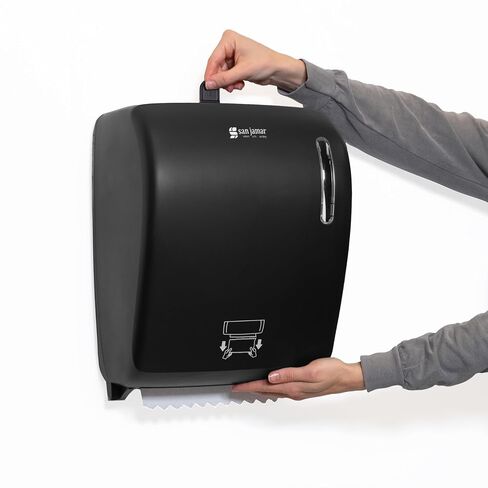 San Jamar Timeless Hands-Free Mechanical Paper Towel Dispenser, Black, Commercial Grade, Universal Roll Compatibility, Touchless Operation, for Bathrooms and Kitchens in Kuwait