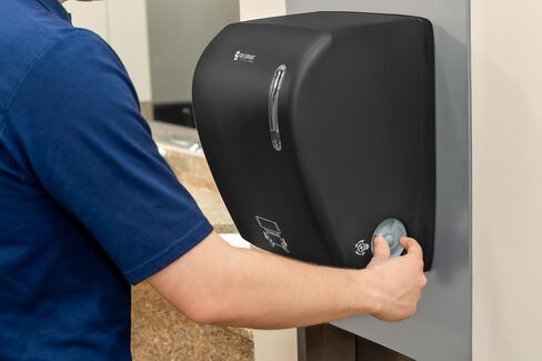 San Jamar Timeless Hands-Free Mechanical Paper Towel Dispenser, Black, Commercial Grade, Universal Roll Compatibility, Touchless Operation, for Bathrooms and Kitchens in Kuwait