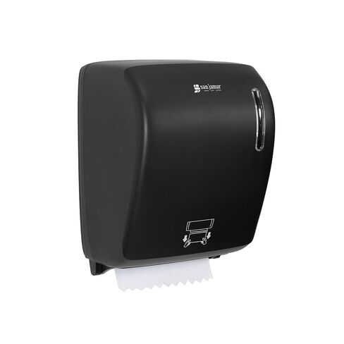San Jamar Timeless Hands-Free Mechanical Paper Towel Dispenser, Black, Commercial Grade, Universal Roll Compatibility, Touchless Operation, for Bathrooms and Kitchens in Kuwait