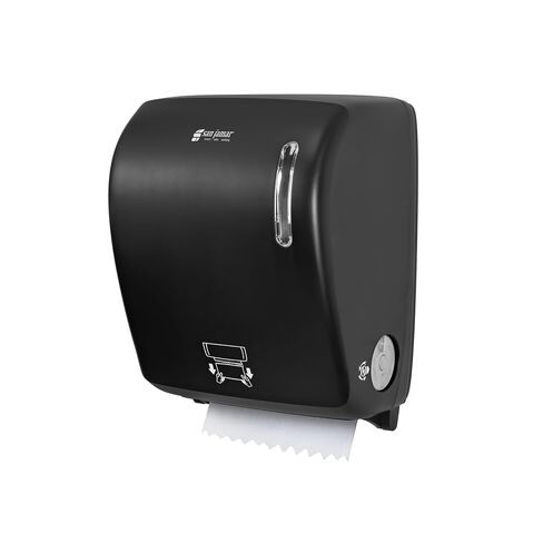 San Jamar Timeless Hands-Free Mechanical Paper Towel Dispenser, Black, Commercial Grade, Universal Roll Compatibility, Touchless Operation, for Bathrooms and Kitchens in Kuwait