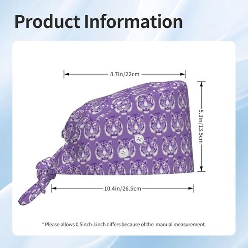 Retro Purple Tiger Purple Print Scrub Caps Women Men, Adjustable Nurse Cap Surgical Caps Scrub Hats for Women Men, Working Cap with Buttons for Hanging Face Masks in Kuwait