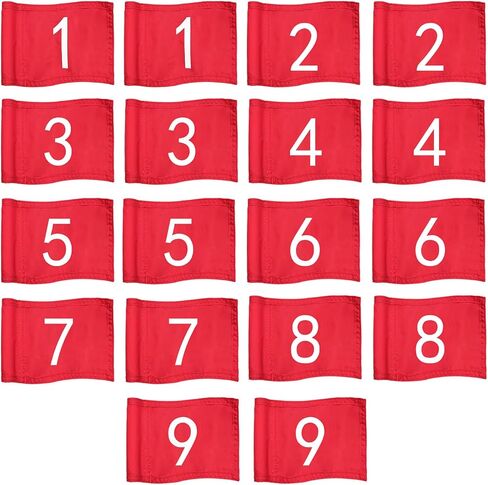 18 قطعة من أعلام الجولف الصغيرة مع أنبوب مدمج مقاس 8.9 × 5.7 بوصة من النايلون 1-9 أعلام دبوس الجولف للفناء الخلفي والحديقة وممارسة وضع الفتحة الخضراء في الأماكن المغلقة والمفتوحة in Kuwait