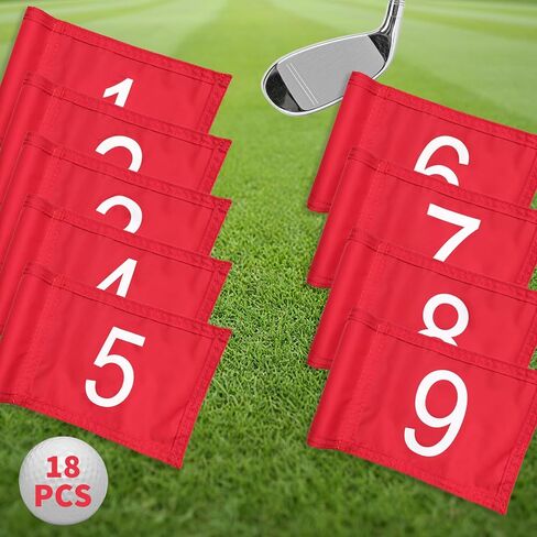 18 قطعة من أعلام الجولف الصغيرة مع أنبوب مدمج مقاس 8.9 × 5.7 بوصة من النايلون 1-9 أعلام دبوس الجولف للفناء الخلفي والحديقة وممارسة وضع الفتحة الخضراء في الأماكن المغلقة والمفتوحة in Kuwait