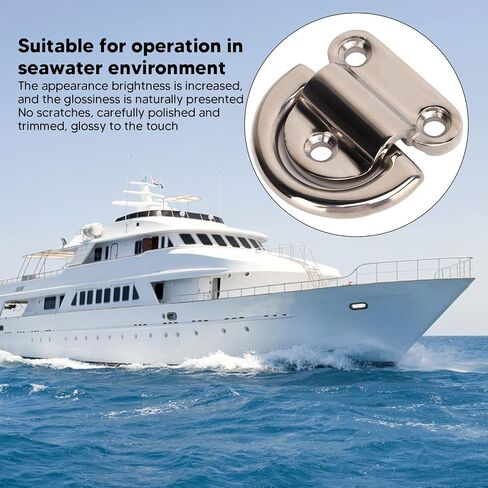 4 Pack Marine Grade Stainless Steel Folding Pad Eye, 316 Stainless Steel Polishing Rustproof D Rings Deck for Marine Yacht in Kuwait