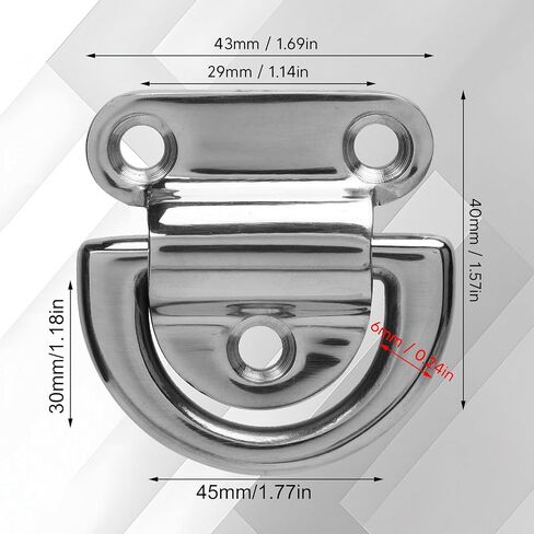 4 Pack Marine Grade Stainless Steel Folding Pad Eye, 316 Stainless Steel Polishing Rustproof D Rings Deck for Marine Yacht in Kuwait