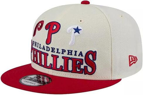 New Era Philadelphia Phillies Men's White Adjustable Archive 9FIFTY Snapback Cap - MLB Flat Bill Structured Baseball Hat in Kuwait
