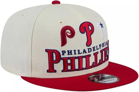 New Era Philadelphia Phillies Men's White Adjustable Archive 9FIFTY Snapback Cap - MLB Flat Bill Structured Baseball Hat in Kuwait