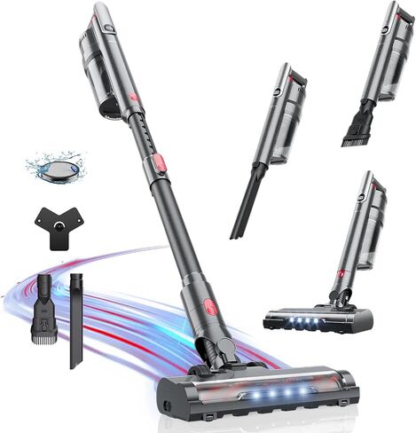 RONEAIR Cordless Vacuum Cleaner, 50KPa Powerful Suction Stick Vacuum Cordless with Anti-Tangle Brush, Lightweight Rechargeable Handheld Vacuum for Hardwood Floor Carpet Car Home in Kuwait