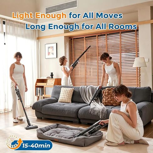 RONEAIR Cordless Vacuum Cleaner, 50KPa Powerful Suction Stick Vacuum Cordless with Anti-Tangle Brush, Lightweight Rechargeable Handheld Vacuum for Hardwood Floor Carpet Car Home in Kuwait