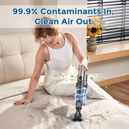 RONEAIR Cordless Vacuum Cleaner, 50KPa Powerful Suction Stick Vacuum Cordless with Anti-Tangle Brush, Lightweight Rechargeable Handheld Vacuum for Hardwood Floor Carpet Car Home in Kuwait