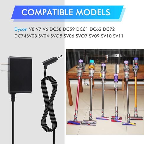 Replacement AC Charger Adapter for Dyson Cordless Vacuum V6 V7 V8 DC58 DC59 DC61 DC62 SV03 SV04 SV05 SV06 SV07 SV09 21.6V 0.78A in Kuwait