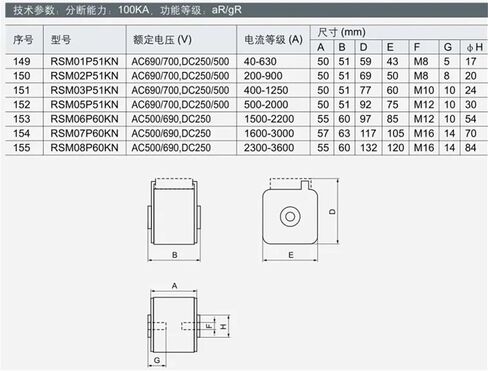 Fuses: RSM02P51KN 690V 200A 300A RSM03P51KN 800A RSM01P51KN RSM05P51KN aR(RSM02P51KN 690V 200A) in Kuwait