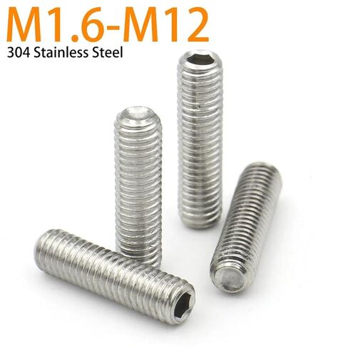 M1.6 M2 M3 M4 M5 M6 M8 M10 M12 DIN916 304 Stainless Steel Hex Socket Headless Set Screws Grub Screw(60mm) in Kuwait