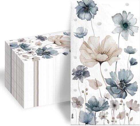 100pcs Disposable Paper Hand Towels for Bathroom Floral 3 Ply Paper Guests Towels Disposable Bathroom Decorative Napkins for Dinner Wedding Winter Holiday Birthday Party in Kuwait