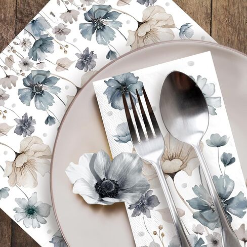 100pcs Disposable Paper Hand Towels for Bathroom Floral 3 Ply Paper Guests Towels Disposable Bathroom Decorative Napkins for Dinner Wedding Winter Holiday Birthday Party in Kuwait