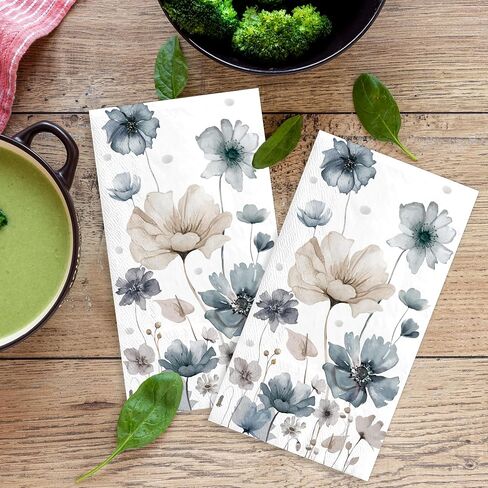 100pcs Disposable Paper Hand Towels for Bathroom Floral 3 Ply Paper Guests Towels Disposable Bathroom Decorative Napkins for Dinner Wedding Winter Holiday Birthday Party in Kuwait