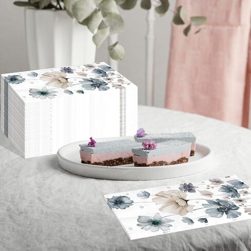 100pcs Disposable Paper Hand Towels for Bathroom Floral 3 Ply Paper Guests Towels Disposable Bathroom Decorative Napkins for Dinner Wedding Winter Holiday Birthday Party in Kuwait